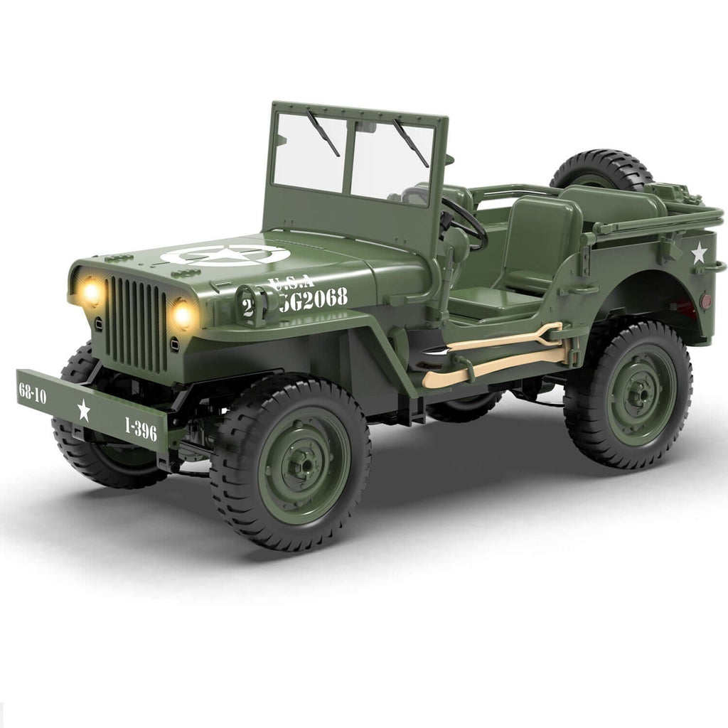 1:10 RACENT RC Crawler, 2.4G Willys Jeep, LED Lights, Upgradable Off-Road Car