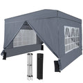 10 X 10 FT Pop up Canopy Tent Outdoor Patio Commercial Sunshade Shelter with 4 Sidewalls-Gray