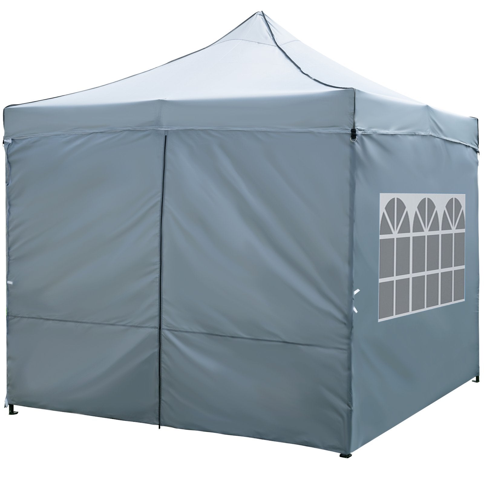 10 x 10 FT Pop up Canopy Tent with 4 Removable Sidewalls and Wheeled Bag-Gray