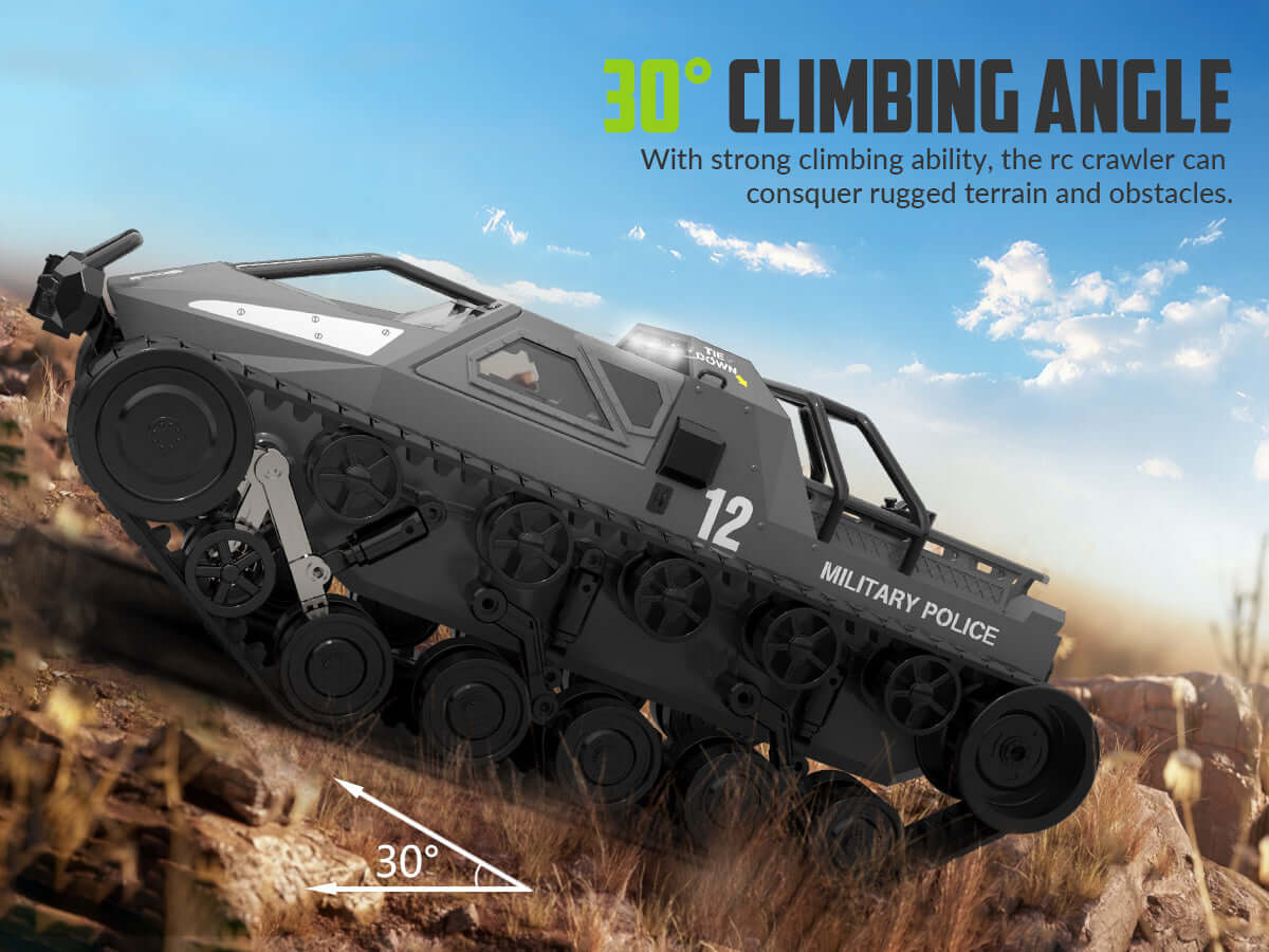 1:12 Scale High Speed All Terrain RC Tank with Dual Batteries