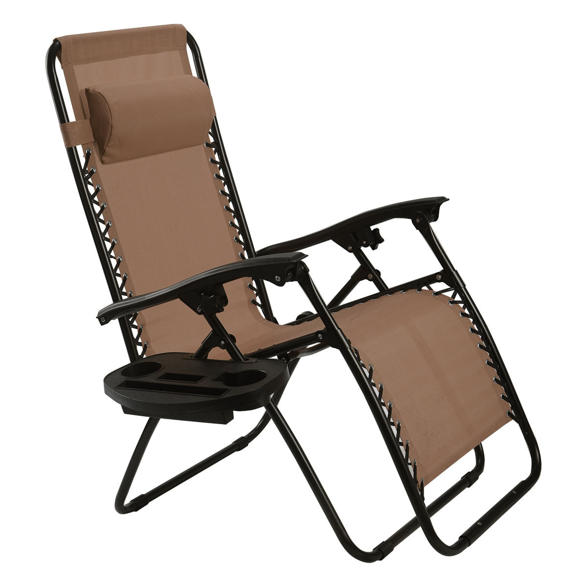 2 Pieces Folding Lounge Chair with Zero Gravity - Beige