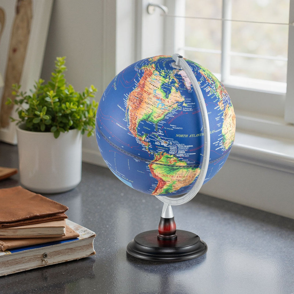 12 Inch Illuminated World Globe Antique Light up Globe Night Lamp-Bronze