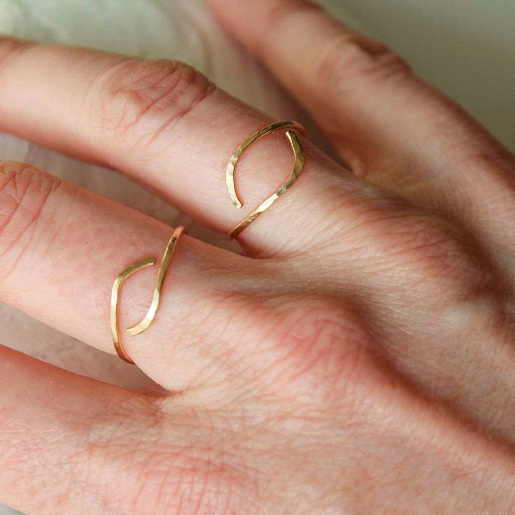 14k Gold Fill Hammered Ring - WAVES