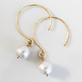 14K Gold Fill - LARGE Hammered Hoops with Freshwater Pearls