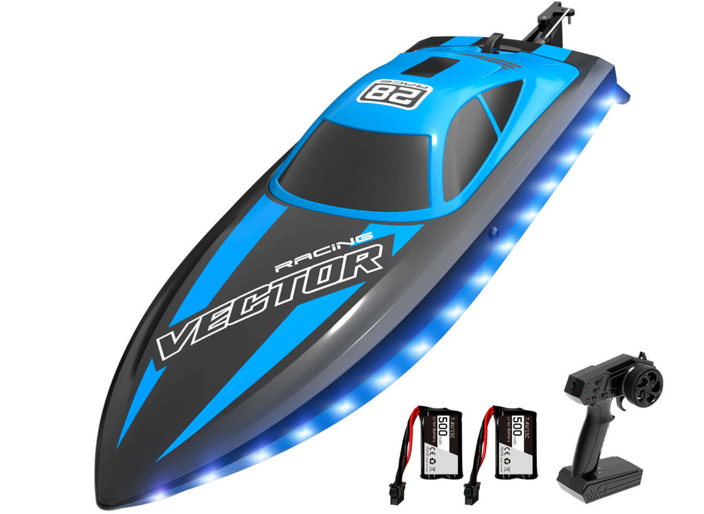 20mph RC Boat with LED Lights for Pools and Lakes - Fast and Fun!