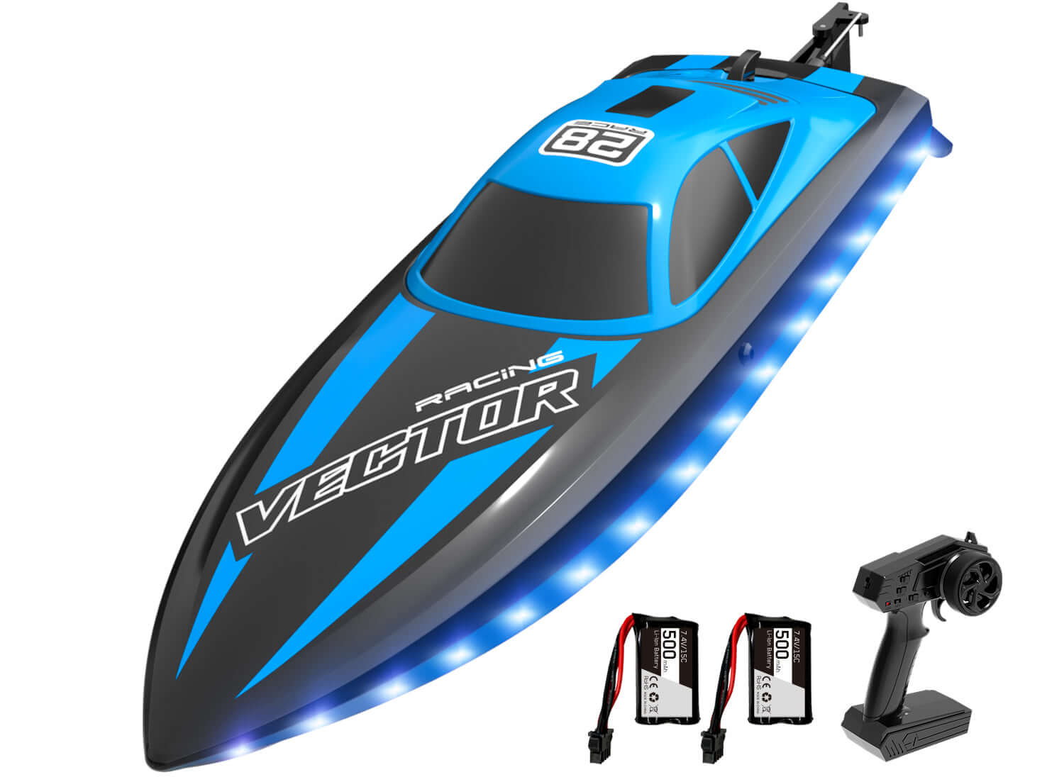 20mph RC Boat with LED Lights for Pools and Lakes - Fast and Fun!