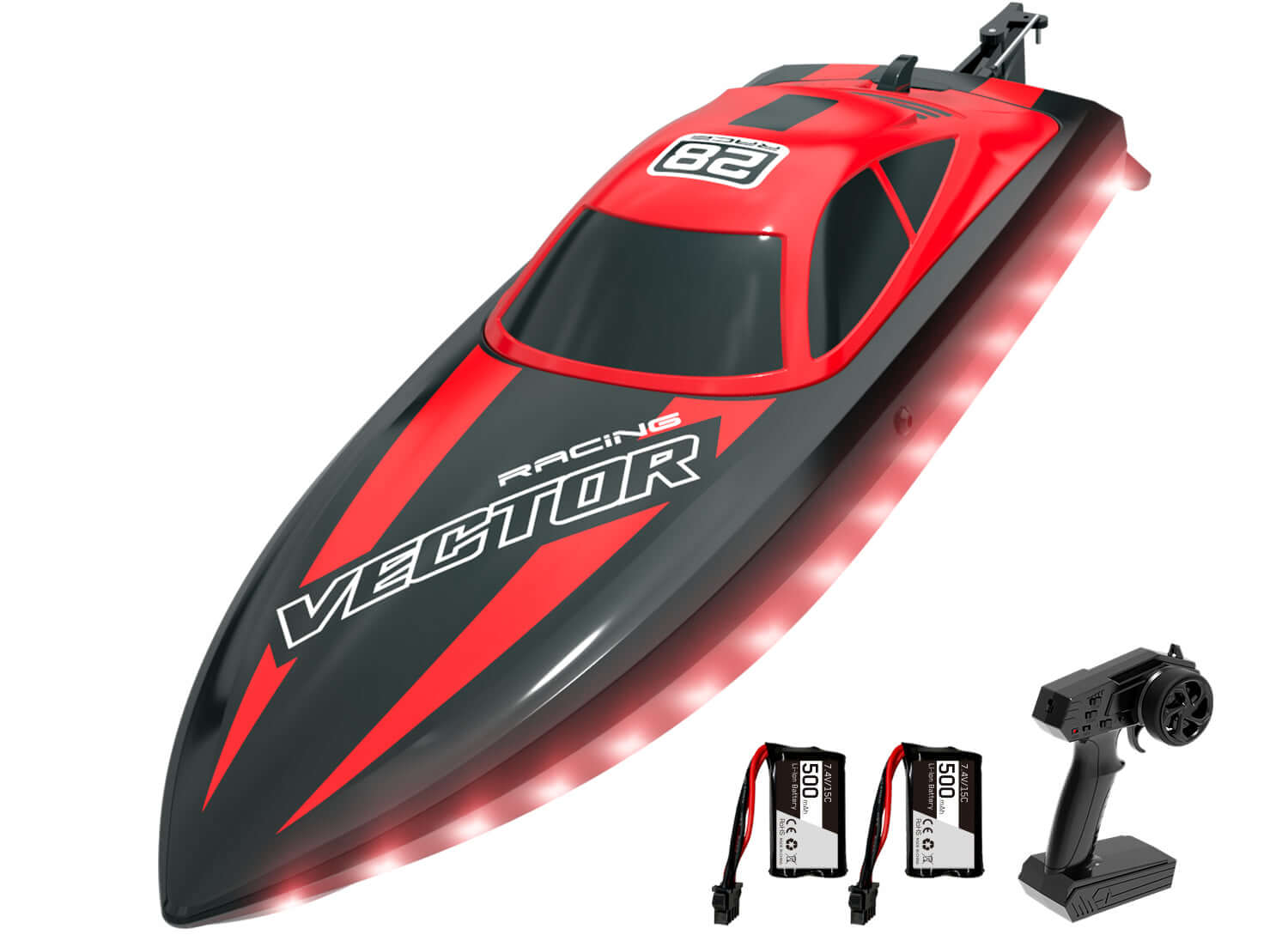 20mph RC Boat with LED Lights for Pools and Lakes - Fast and Fun!