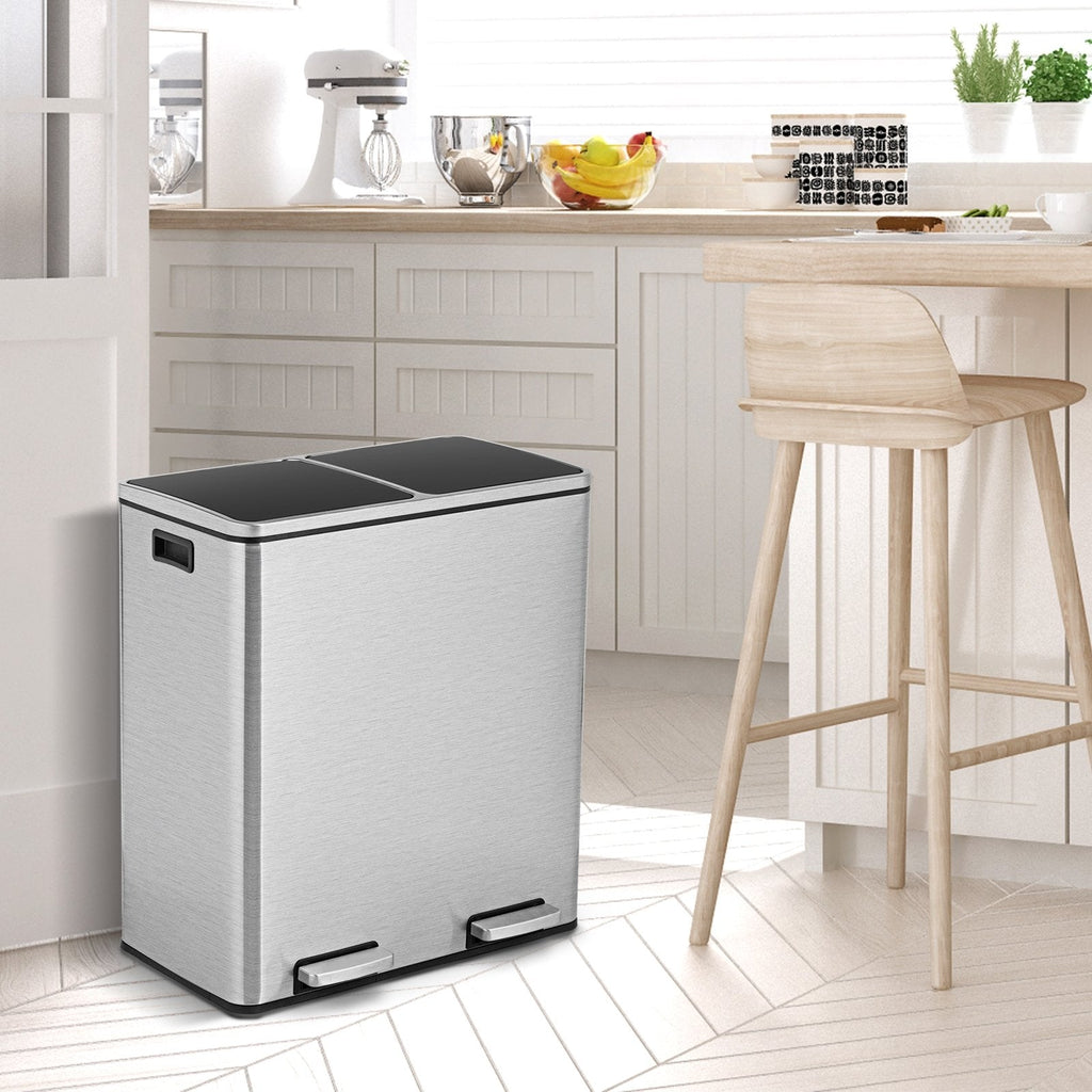 16 Gallon Dual Step Trash Can-Black