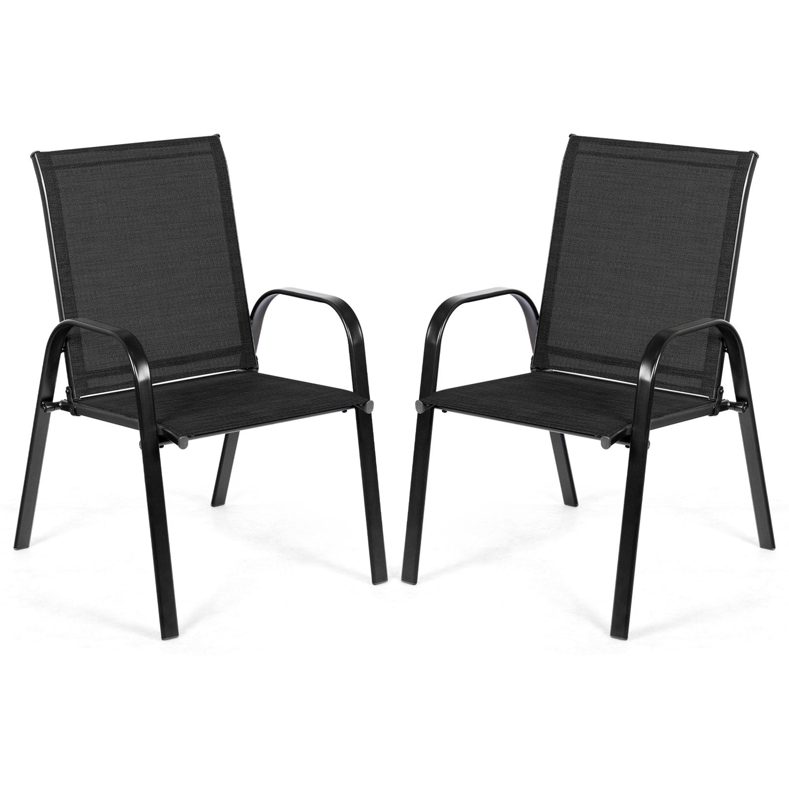 2 Pieces Patio Outdoor Dining Chair with Armrest-Beige