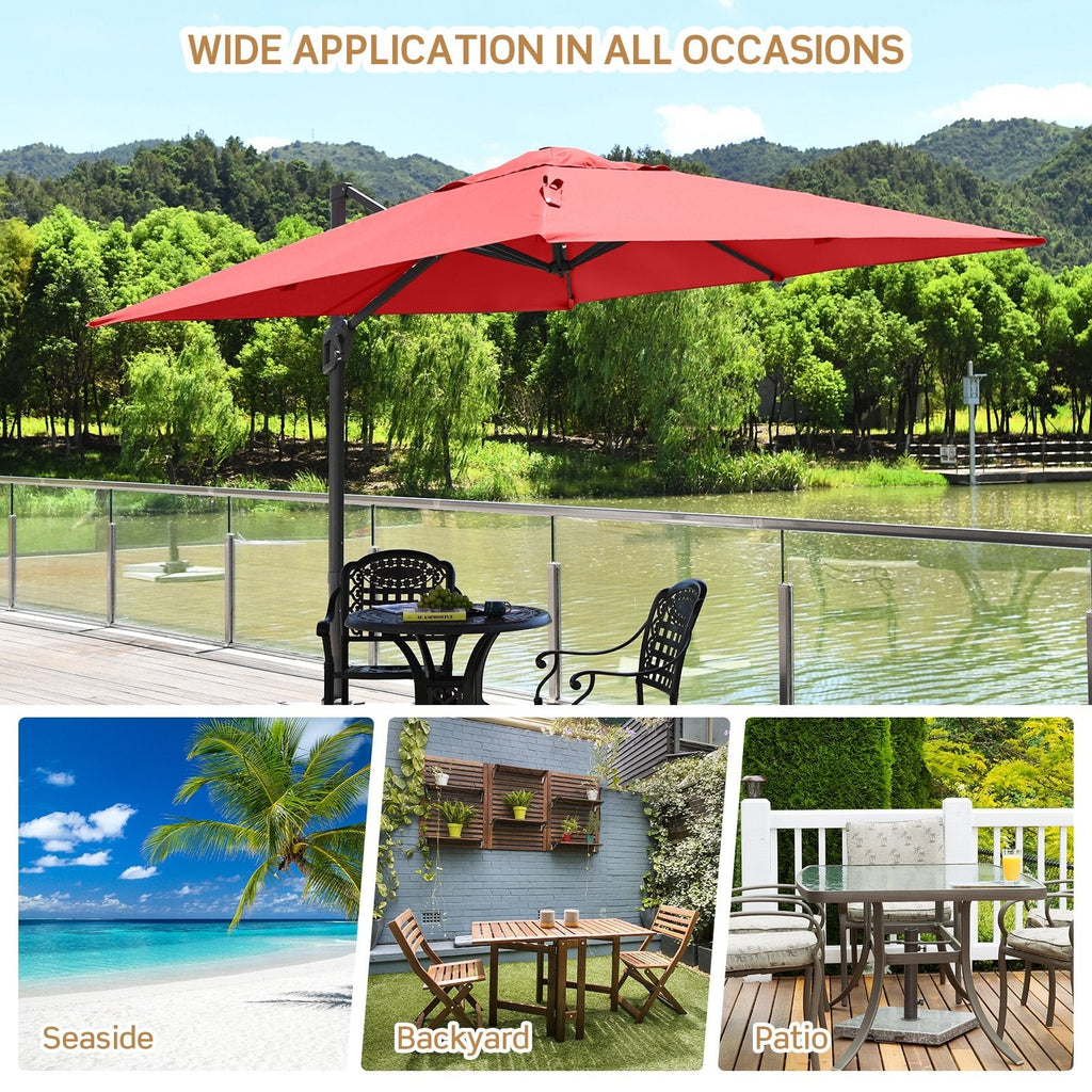 10 x 10 Feet Patio Offset Cantilever Umbrella with Aluminum 360-degree Rotation Tilt-Beige