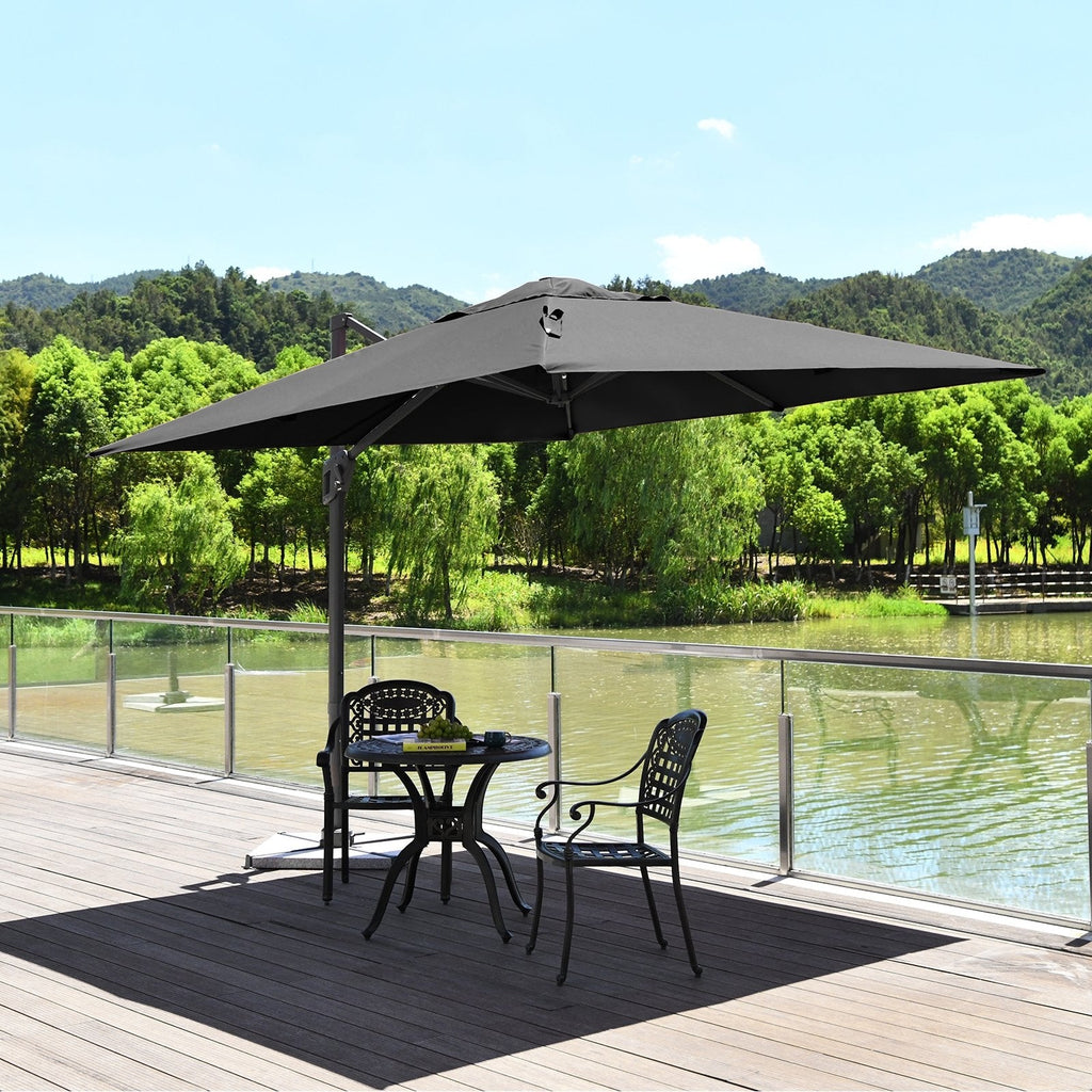 10 x 10 Feet Patio Offset Cantilever Umbrella with Aluminum 360-degree Rotation Tilt-Beige