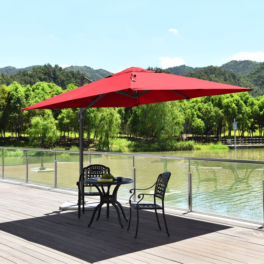 10 x 10 Feet Patio Offset Cantilever Umbrella with Aluminum 360-degree Rotation Tilt-Beige