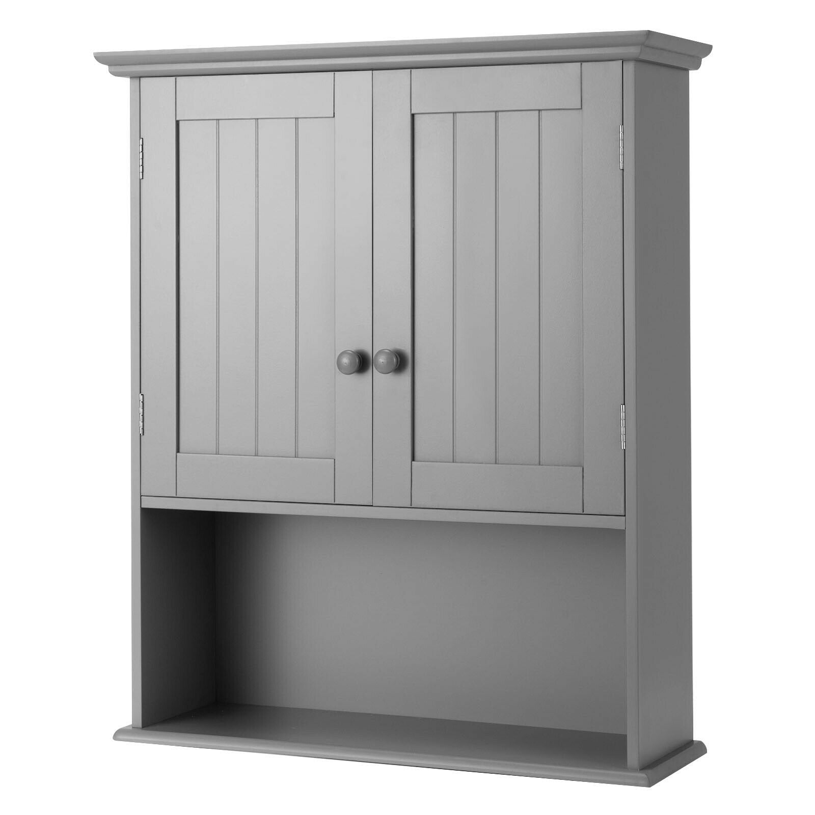 2-Door Wall Mount Bathroom Storage Cabinet with Open Shelf-Black