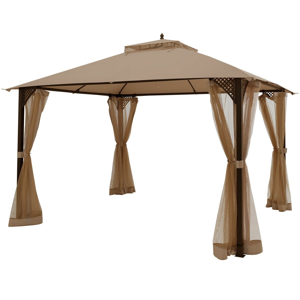 12’ x 10’Outdoor Double Top Patio Gazebo-Beige