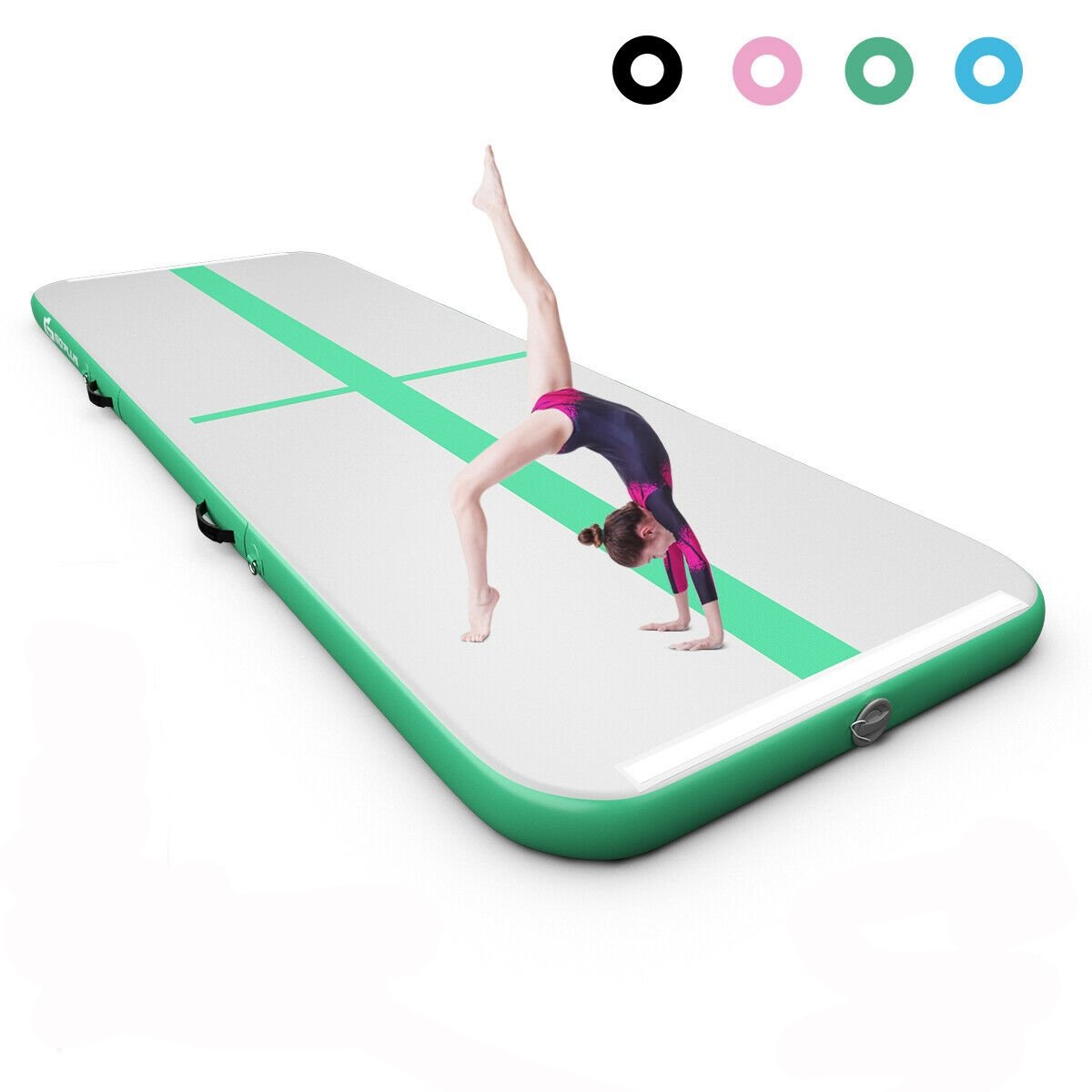 10 Feet Inflatable Gymnastics Tumbling Mat with Pump-Black