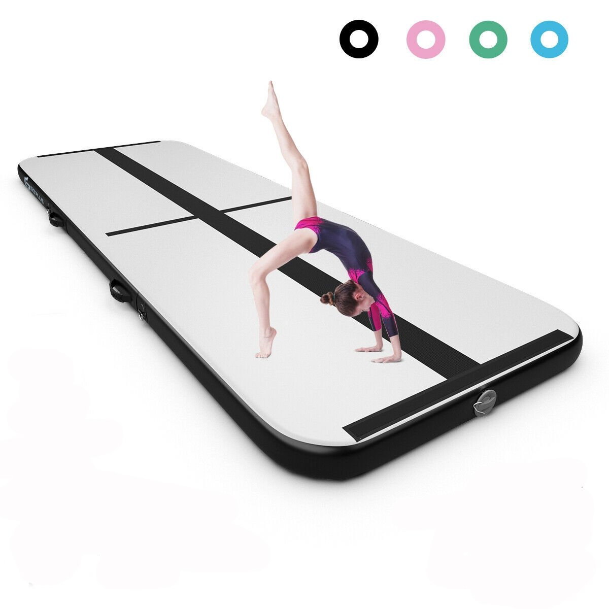 10 Feet Inflatable Gymnastics Tumbling Mat with Pump-Black