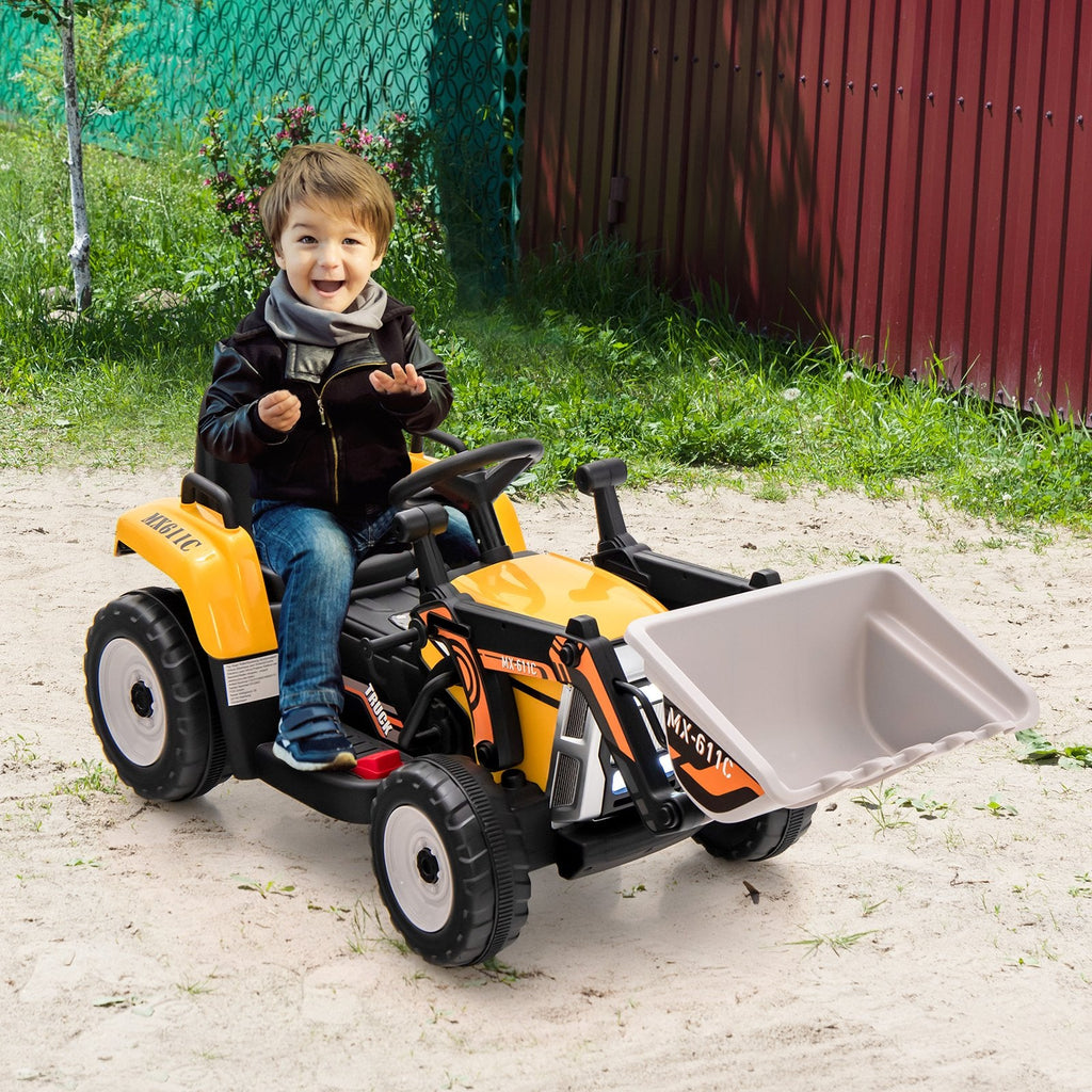 12V Battery Powered Kids Ride on Excavator with Adjustable Arm and Bucket-Blue