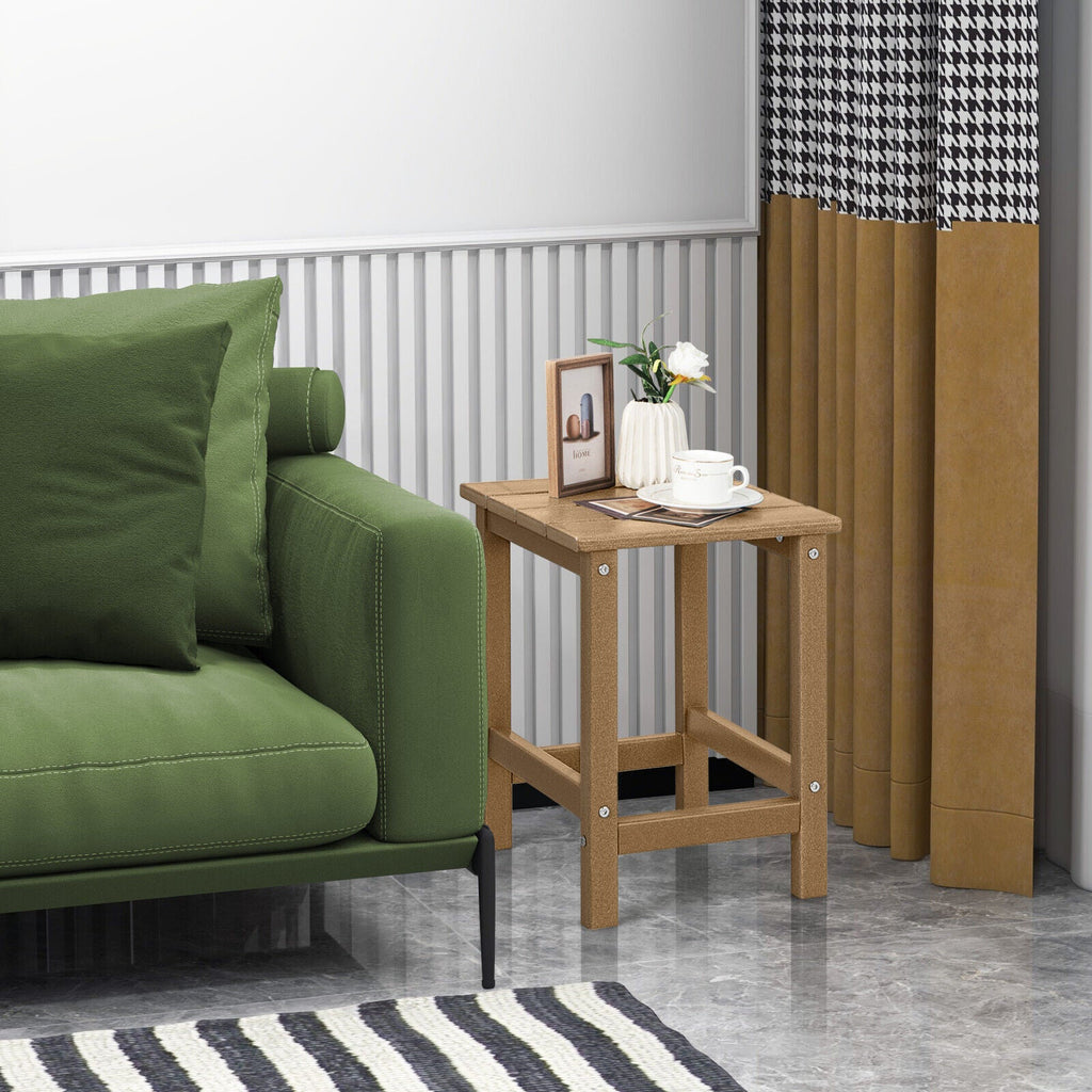 14 Inch Square Weather-Resistant Adirondack Side Table-Black