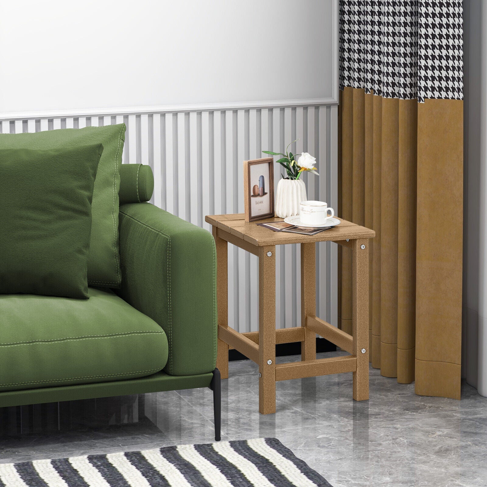 14 Inch Square Weather-Resistant Adirondack Side Table-Black