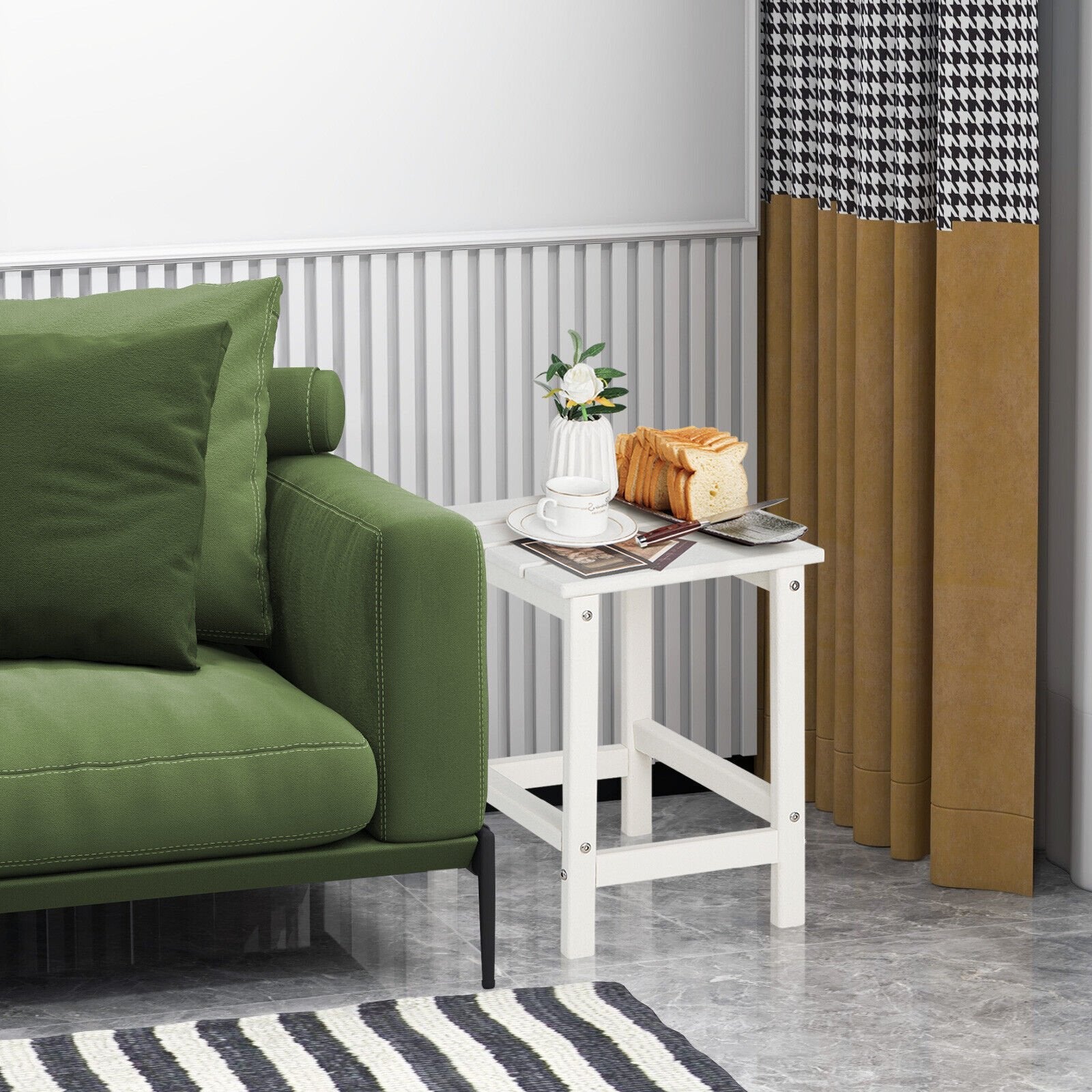 14 Inch Square Weather-Resistant Adirondack Side Table-Black