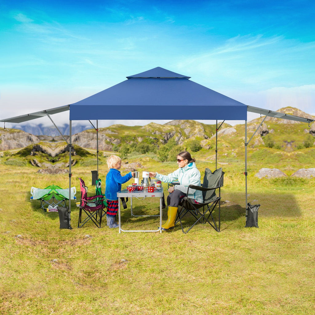 10 x 17.6 Feet Outdoor Instant Pop-up Canopy Tent with Dual Half Awnings-Black