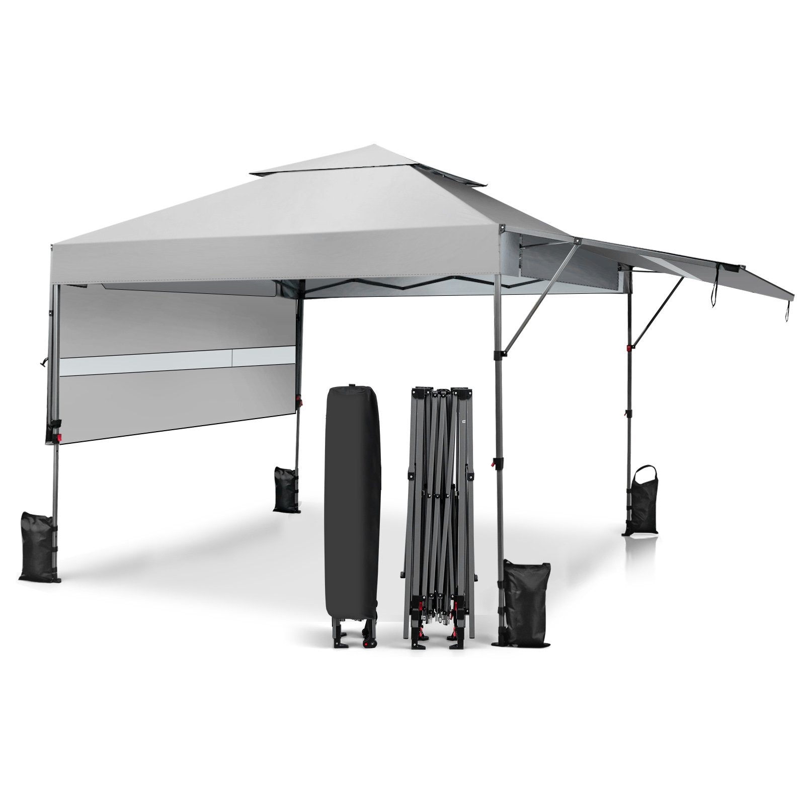10 x 17.6 Feet Outdoor Instant Pop-up Canopy Tent with Dual Half Awnings-Black