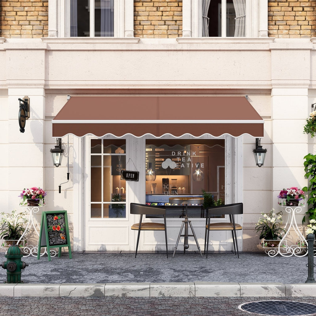 10 x 8.2 Feet Retractable Awning with Easy Opening Manual Crank Handle-Beige