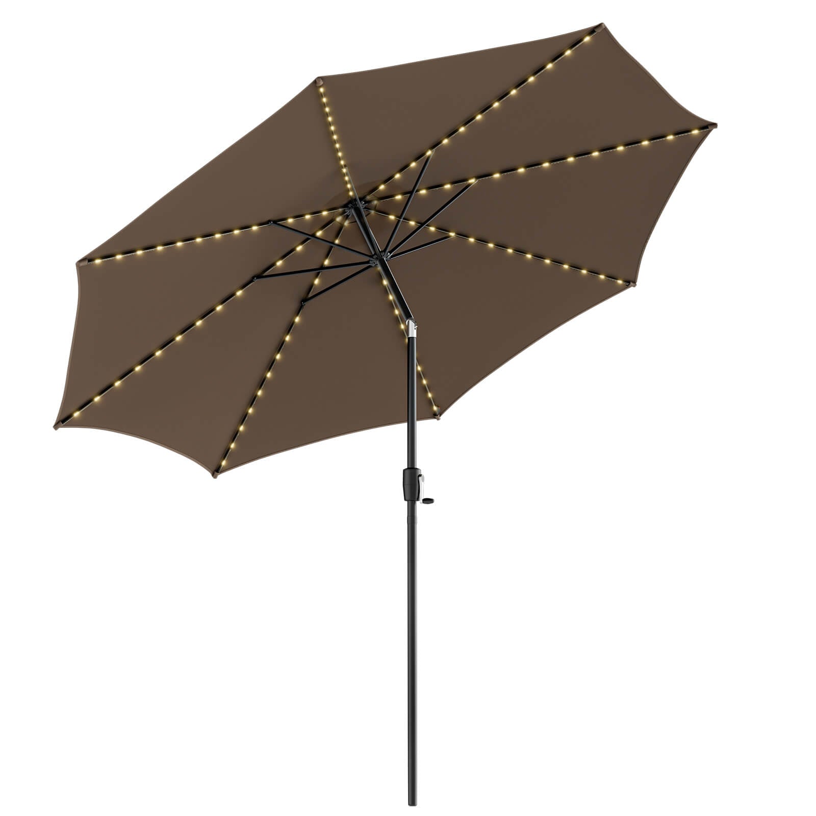 10 Feet Patio Umbrella with 112 Solar Lights and Crank Handle-Beige