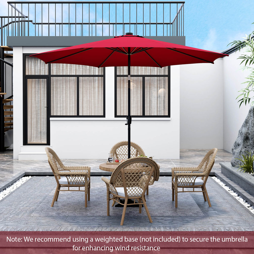 10 Feet Patio Umbrella with 112 Solar Lights and Crank Handle-Beige