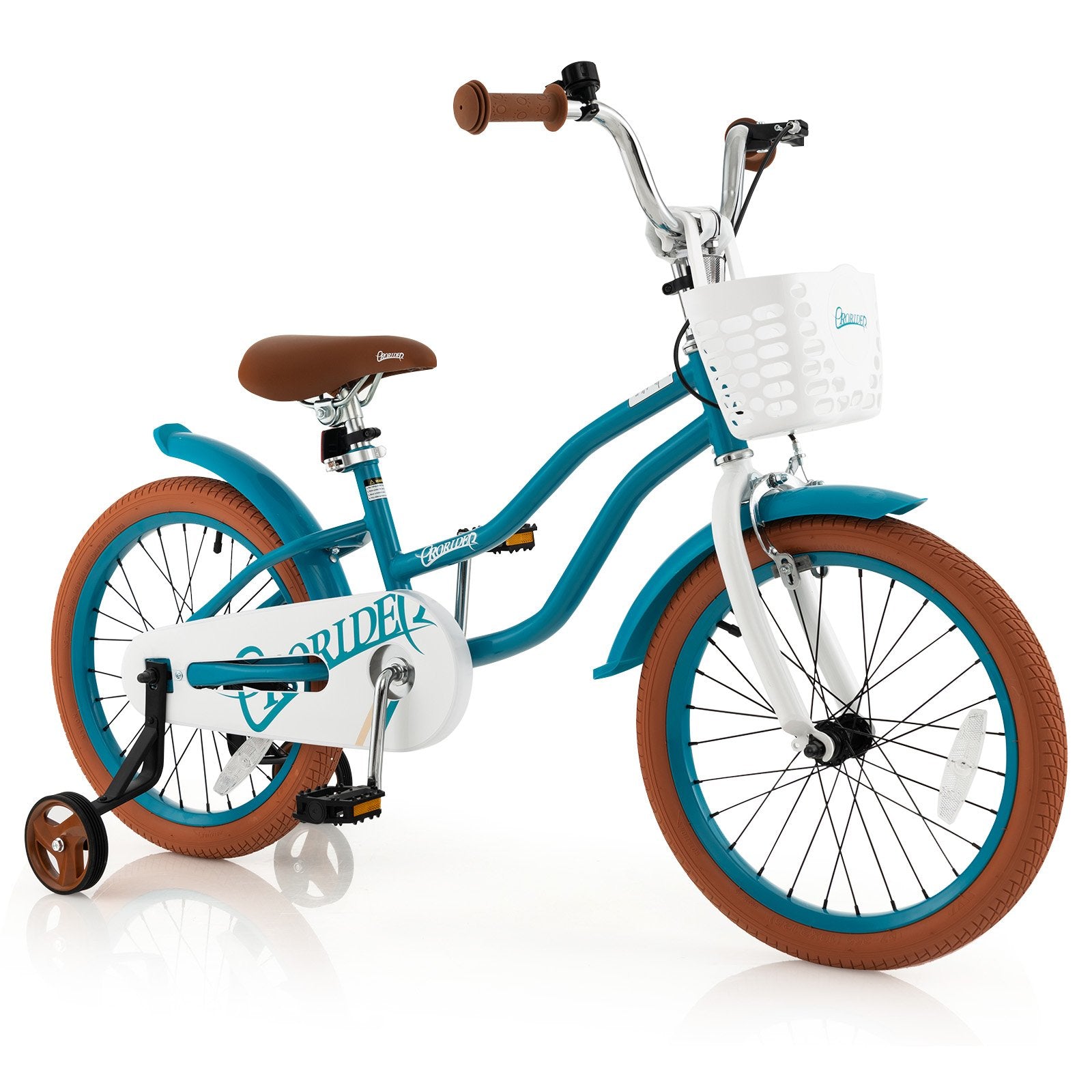 14 Inch Kid's Bike with Removable Training Wheels and Basket-Blue