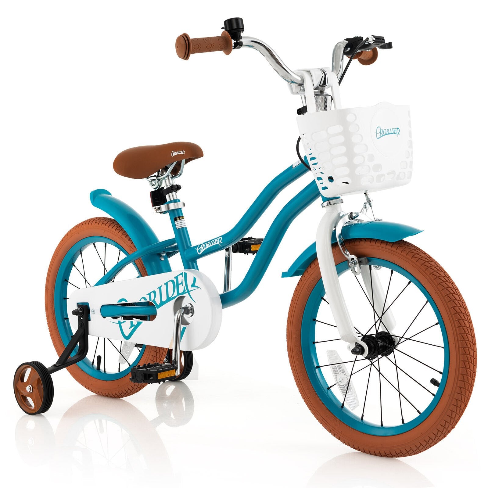 14 Inch Kid's Bike with Removable Training Wheels and Basket-Blue