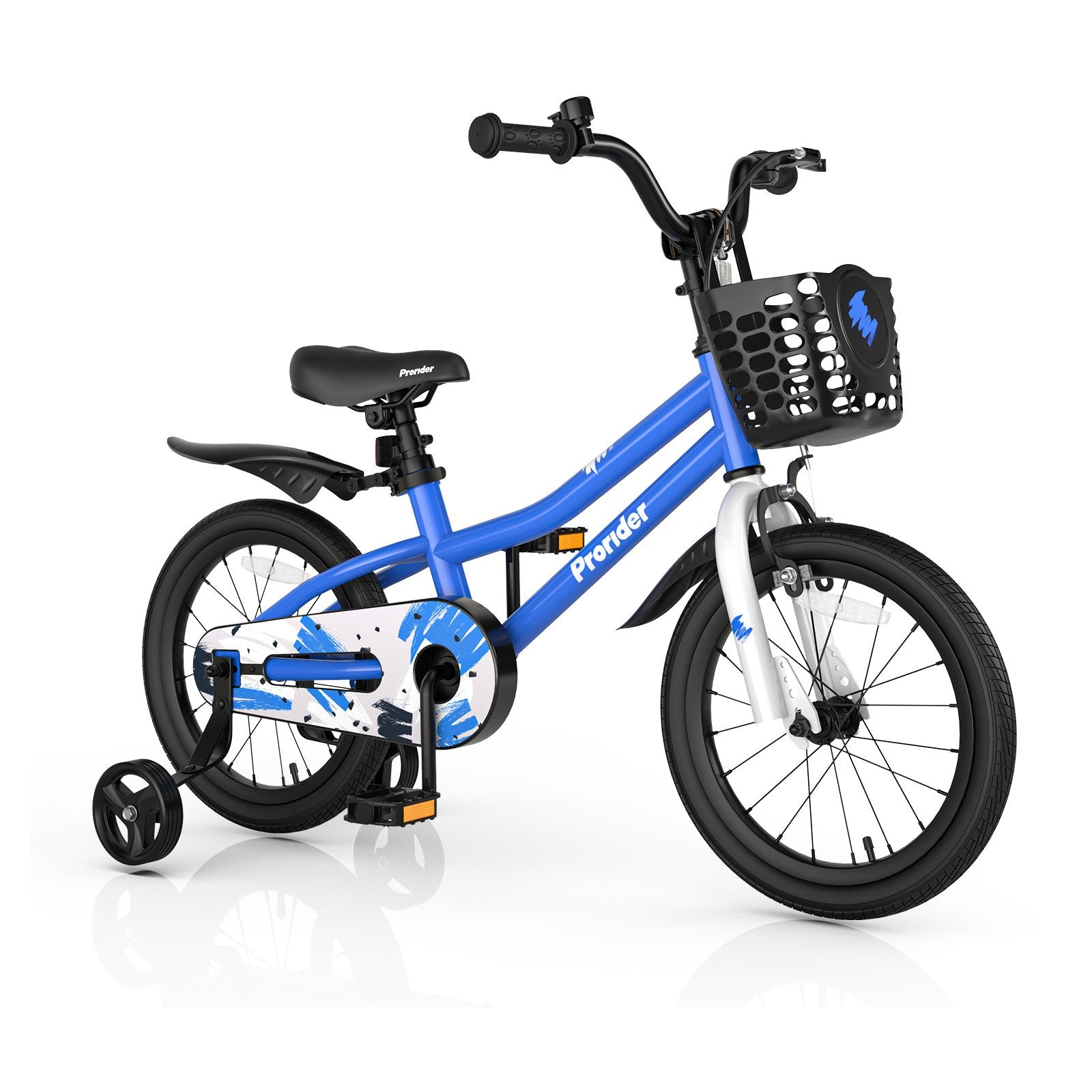 16 Inch Kids Bike with Removable Training Wheels-Black & White