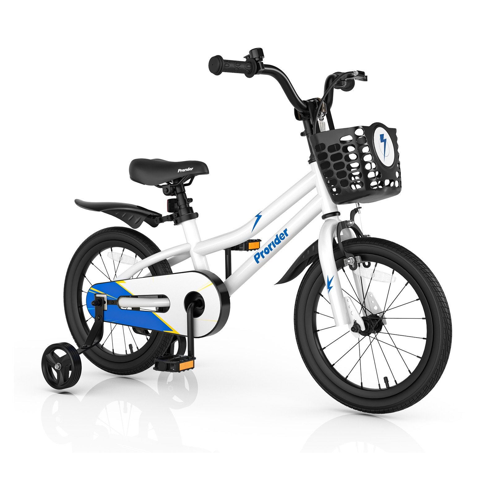 16 Inch Kids Bike with Removable Training Wheels-Black & White