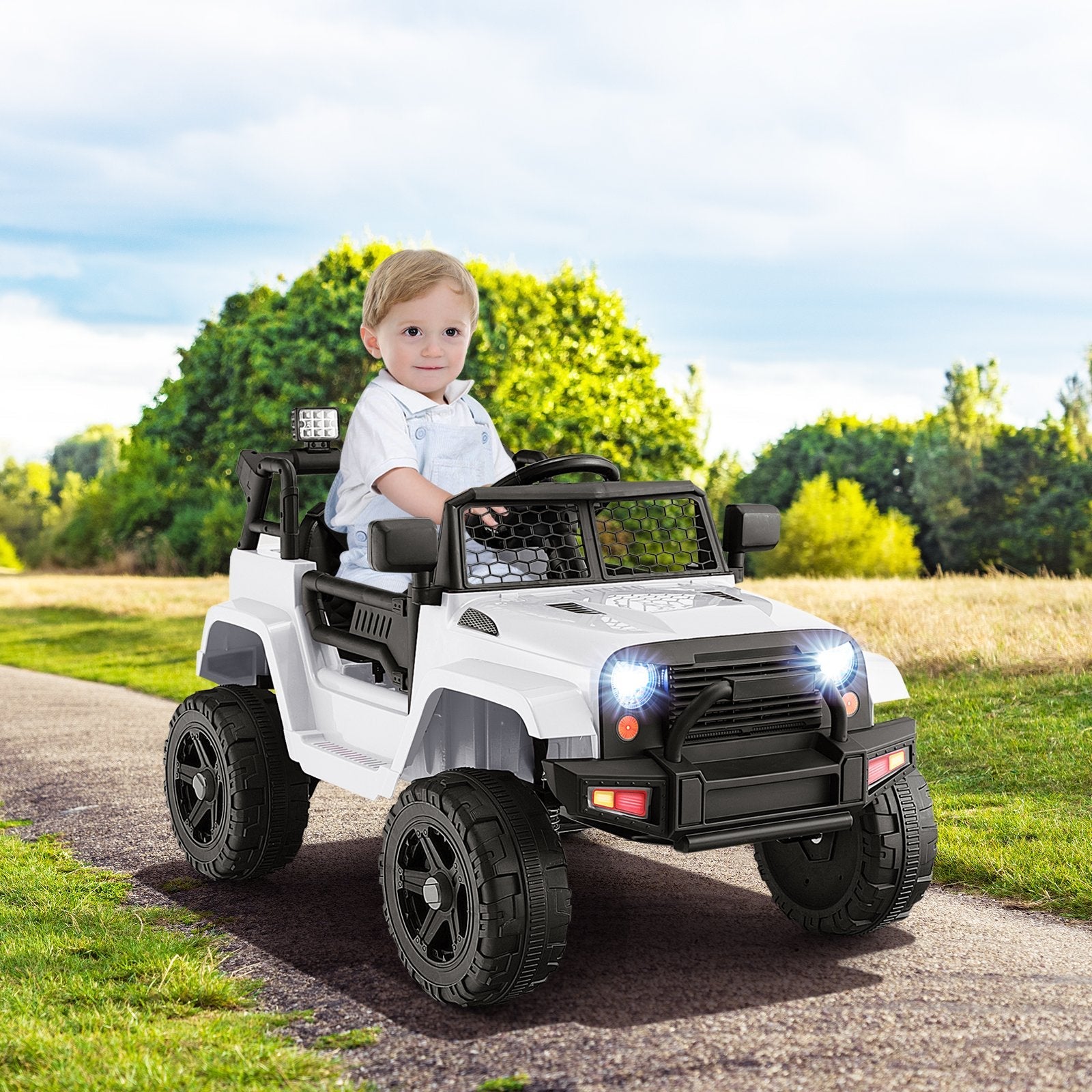 12V Kids Ride On Truck with Remote Control and Headlights-Black