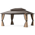 16 x 12 FT Hardtop Gazebo Outdoor Pergola for Patio Garden Deck Lawn Backyard Party Tent-Coffee