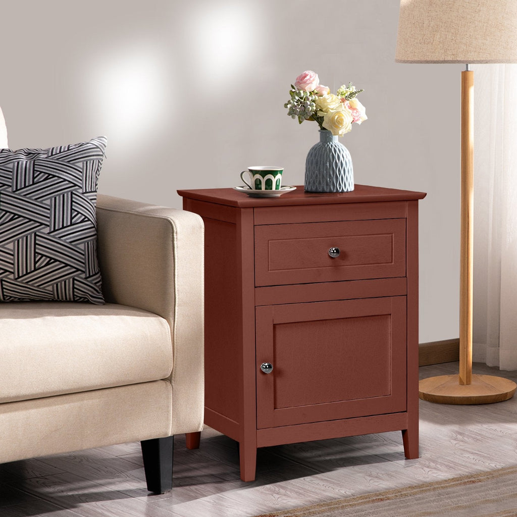 2-Tier Accent Table with Spacious Tabletop-Dark Brown