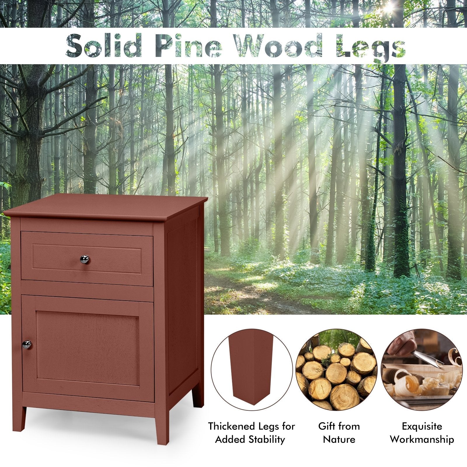 2-Tier Accent Table with Spacious Tabletop-Dark Brown