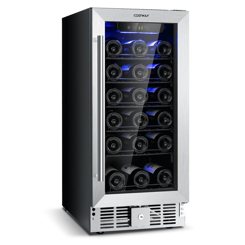 15 Inch 30-Bottle Wine Cooler with Temperature Memory-Silver