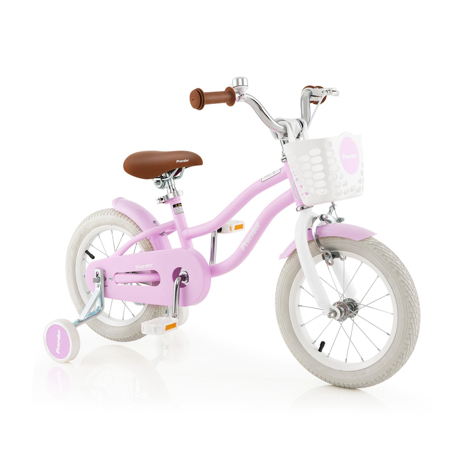 16 Inch Kids Bike with Front Handbrake and 2 Training Wheels-Purple