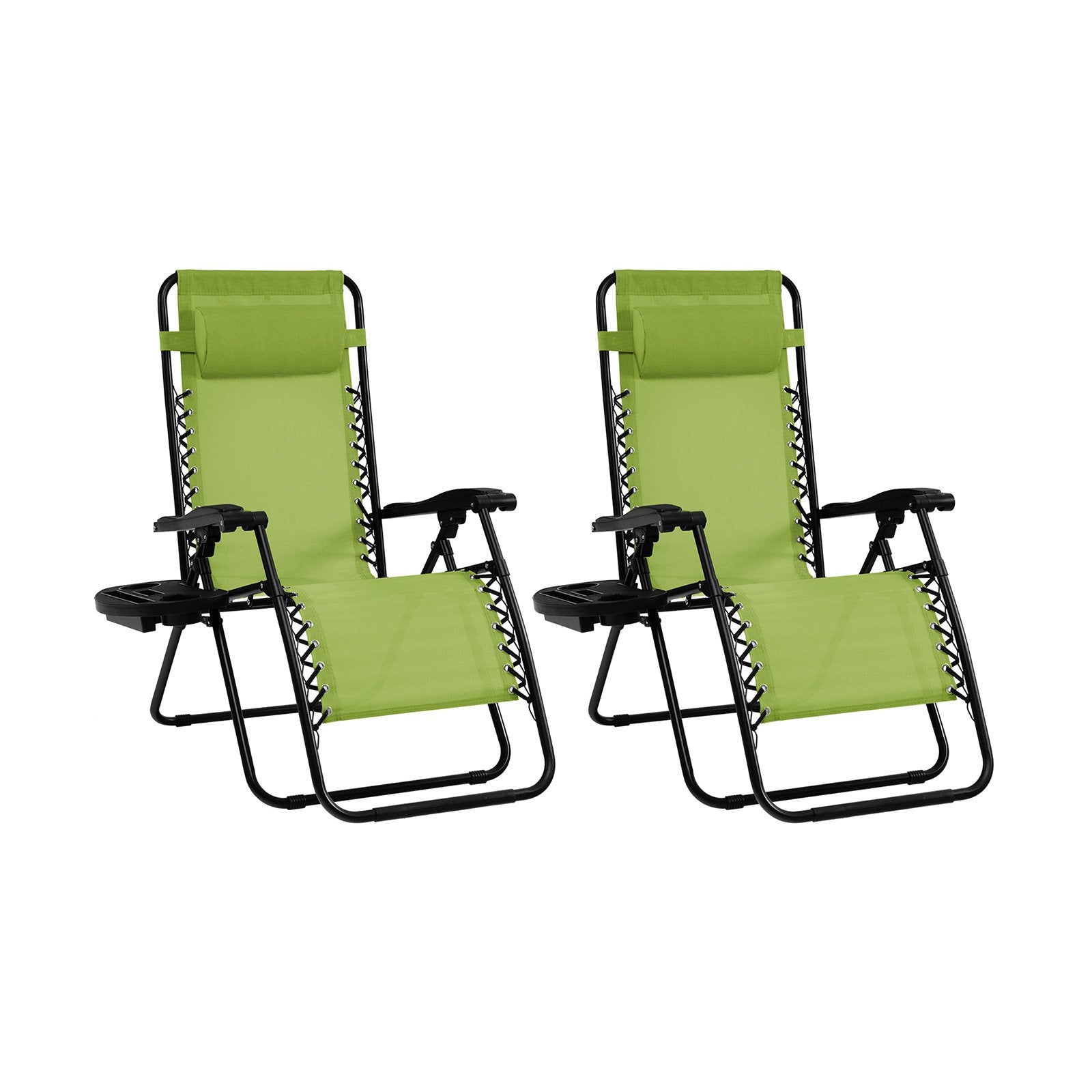 2 Pieces Folding Lounge Chair with Zero Gravity - Beige