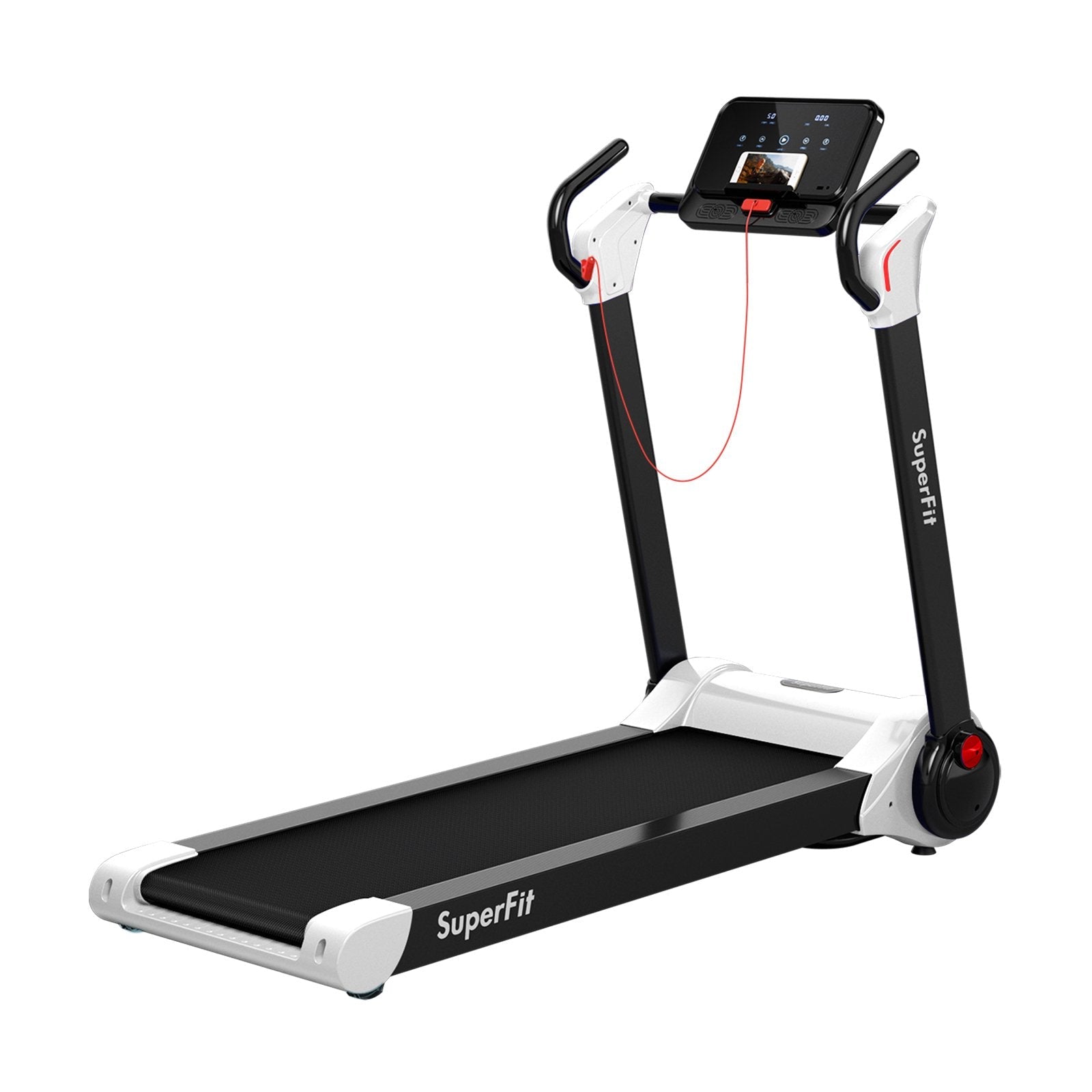 2.25 HP Electric Motorized Folding Running Treadmill Machine with LED Display and APP Control-Black