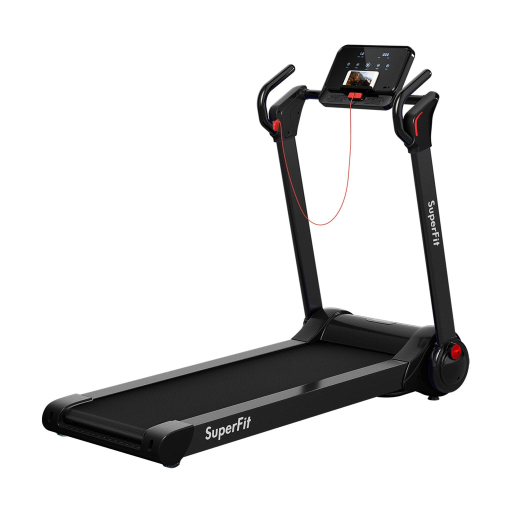 2.25 HP Electric Motorized Folding Running Treadmill Machine with LED Display and APP Control-Black