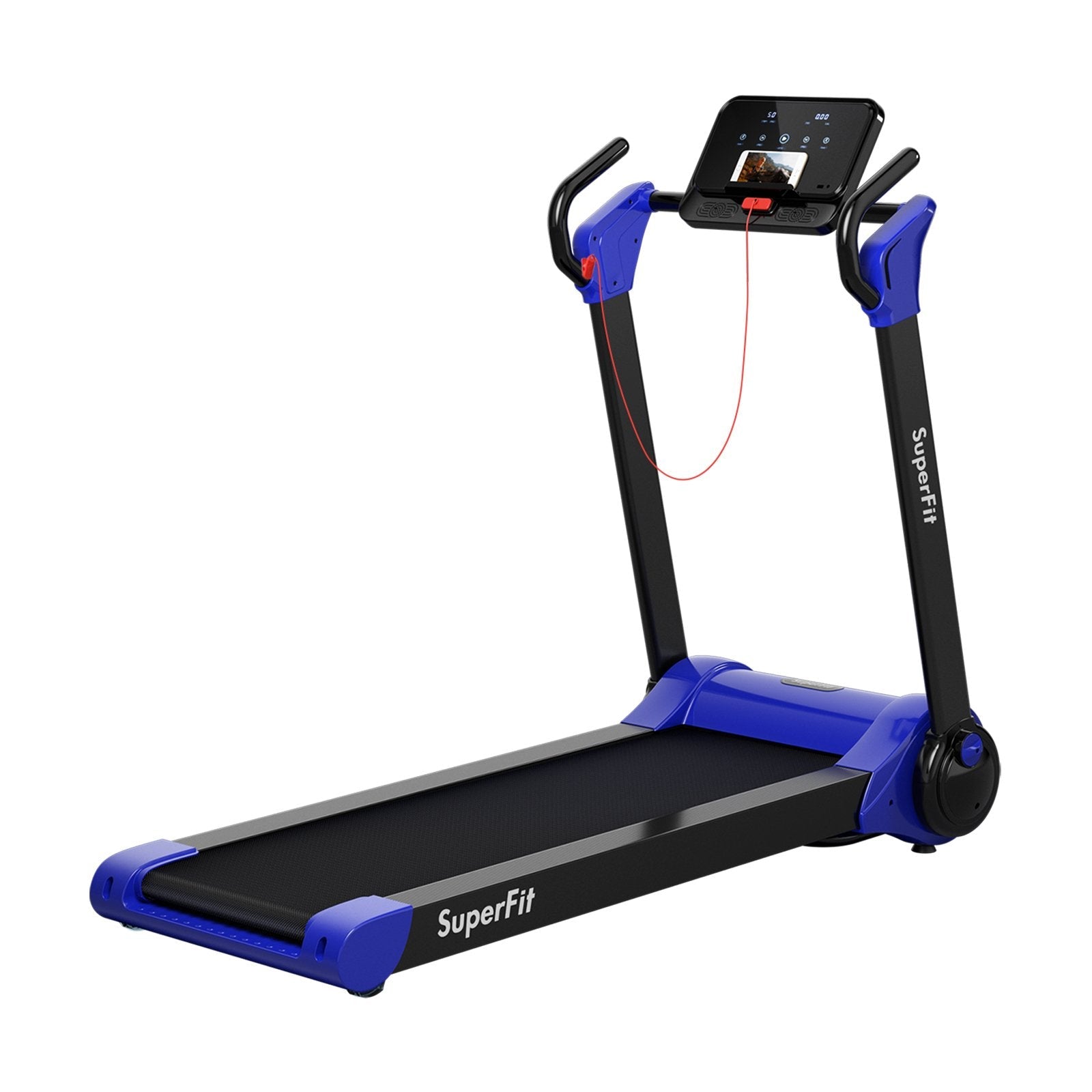 2.25 HP Electric Motorized Folding Running Treadmill Machine with LED Display and APP Control-Black