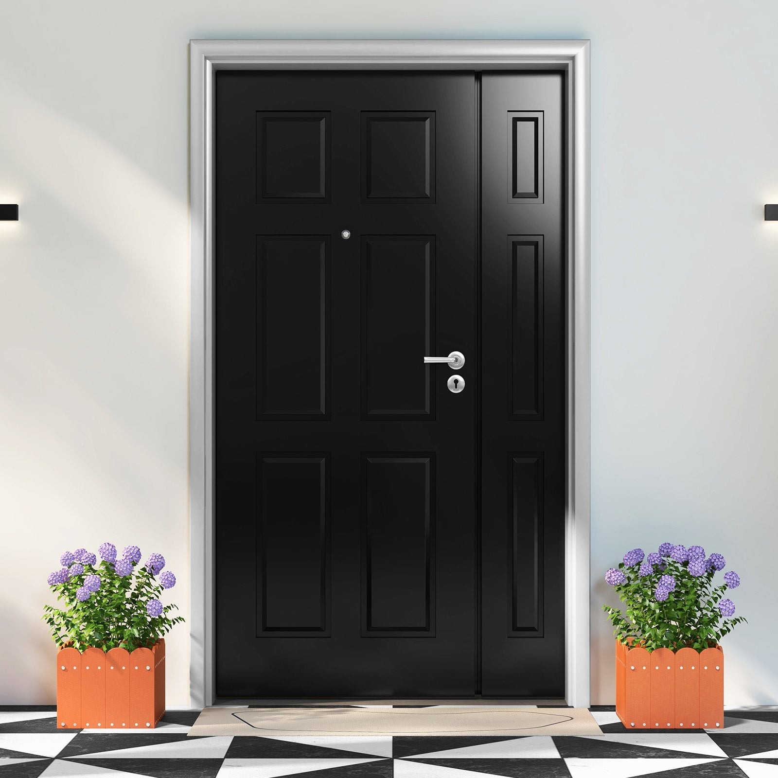 2 Pack Square Planter Box with Drainage Gaps for for Front Porch Garden Balcony-Gray