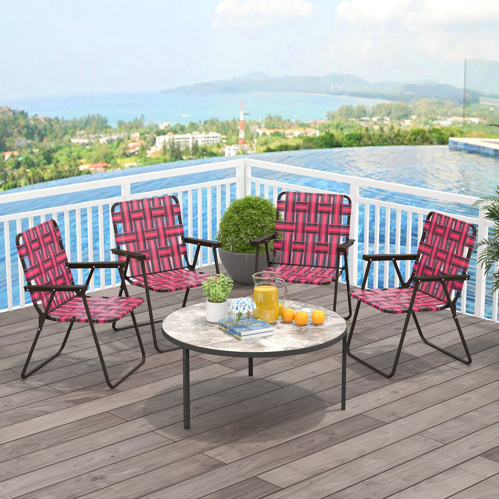 2 Pieces Folding Beach Chair Camping Lawn Webbing Chair-Blue