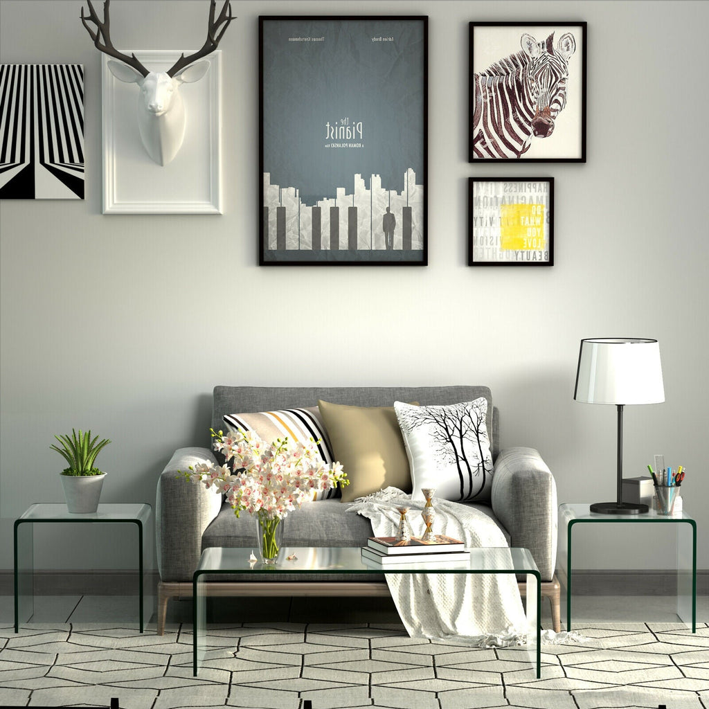 18 x 18 x 16 Inch Tempered Waterfall End Table with non-Slip Pad