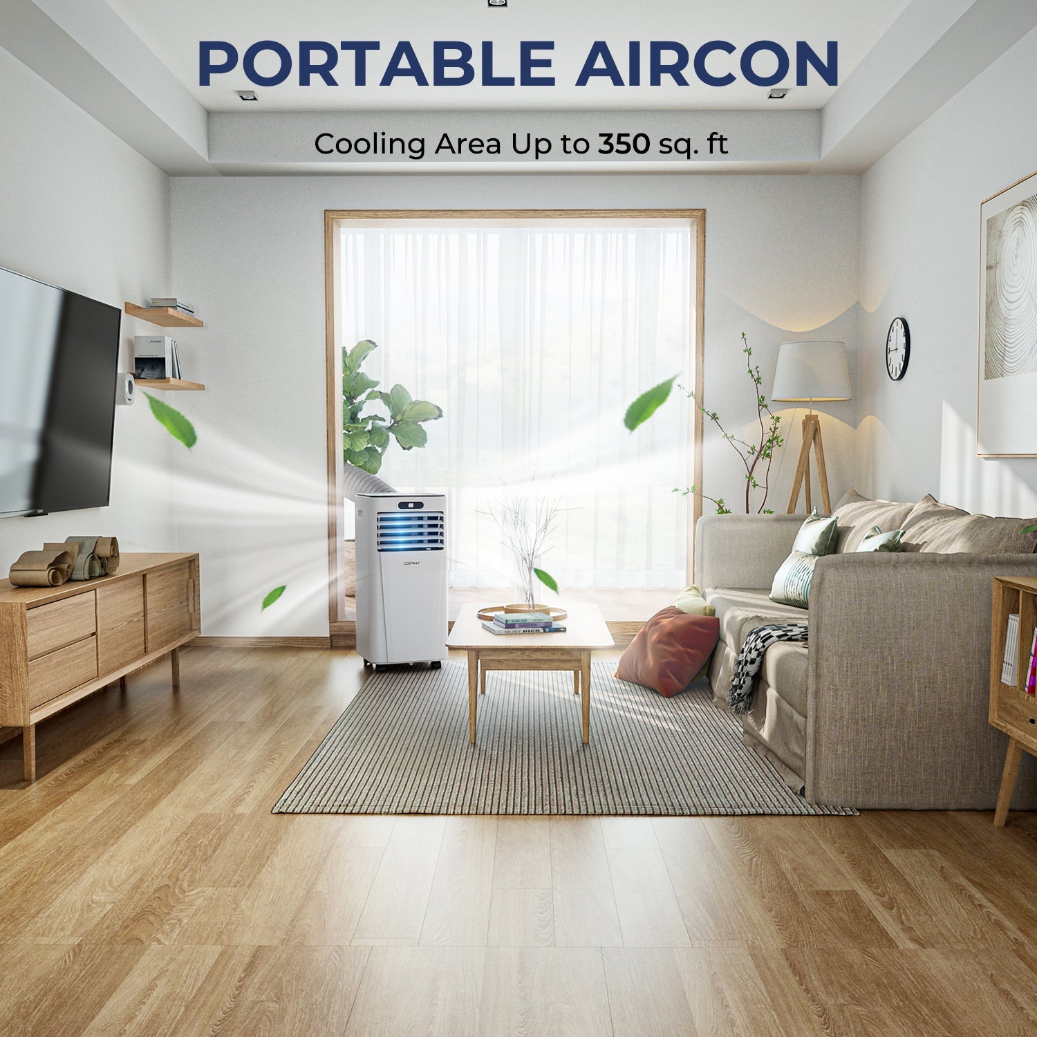 10000 BTU Portable Air Conditioner with Remote Control-Dark Blue