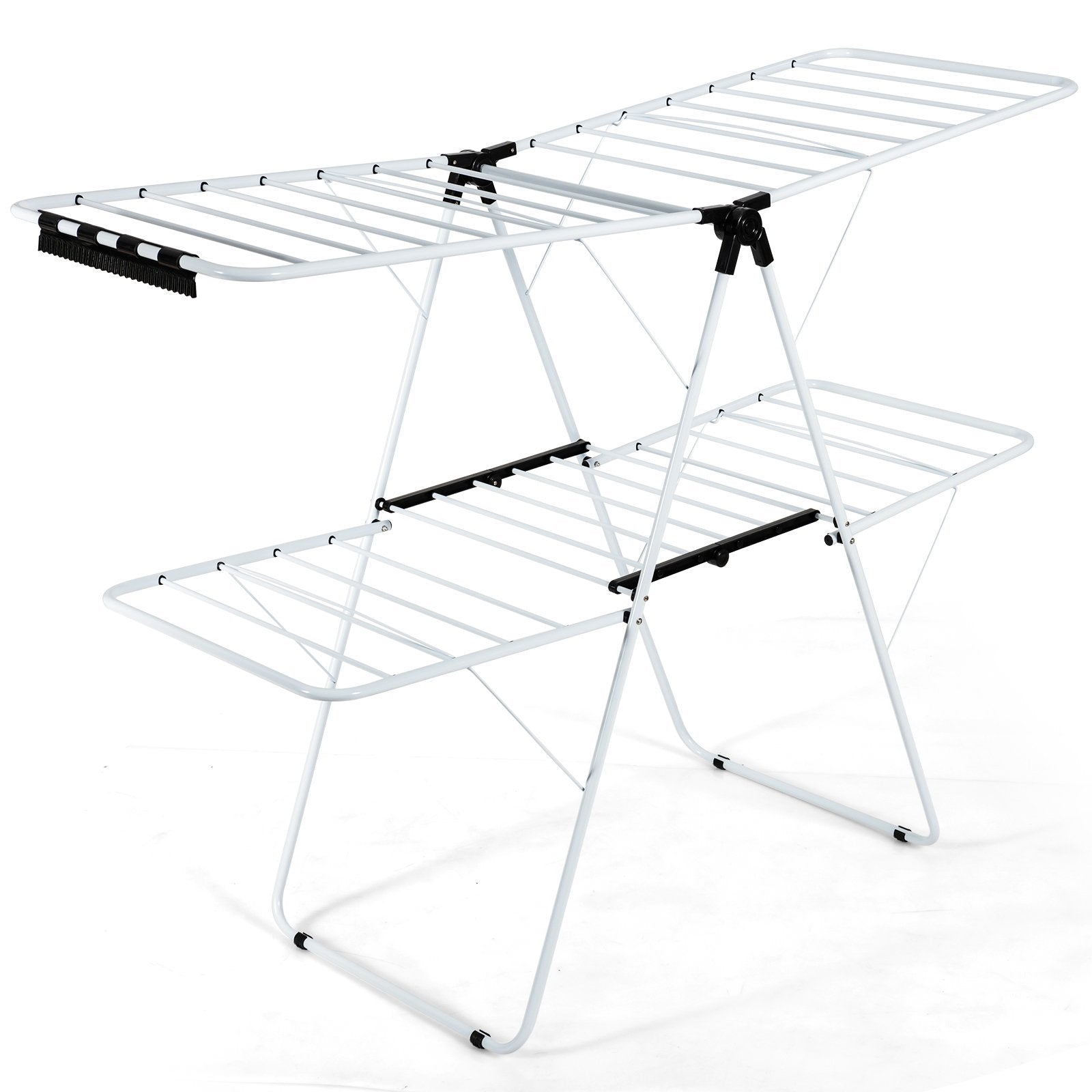 2-Tier Foldable Clothes Drying Rack with Adjustable Gullwing