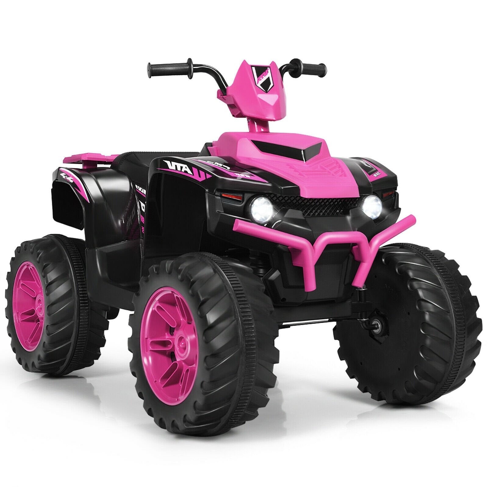 12V Kids Ride on ATV with LED Lights and Treaded Tires and LED lights-Black
