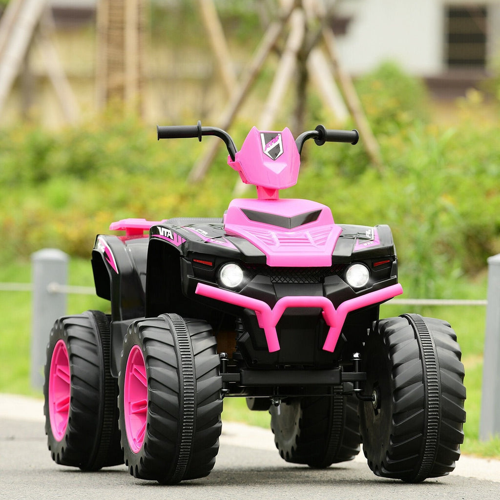 12V Kids Ride on ATV with LED Lights and Treaded Tires and LED lights-Black